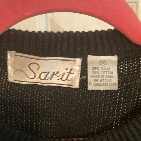 Sarit Black Sweater with Colorful Sequin Floral Design Size M - Picture 4 of 4